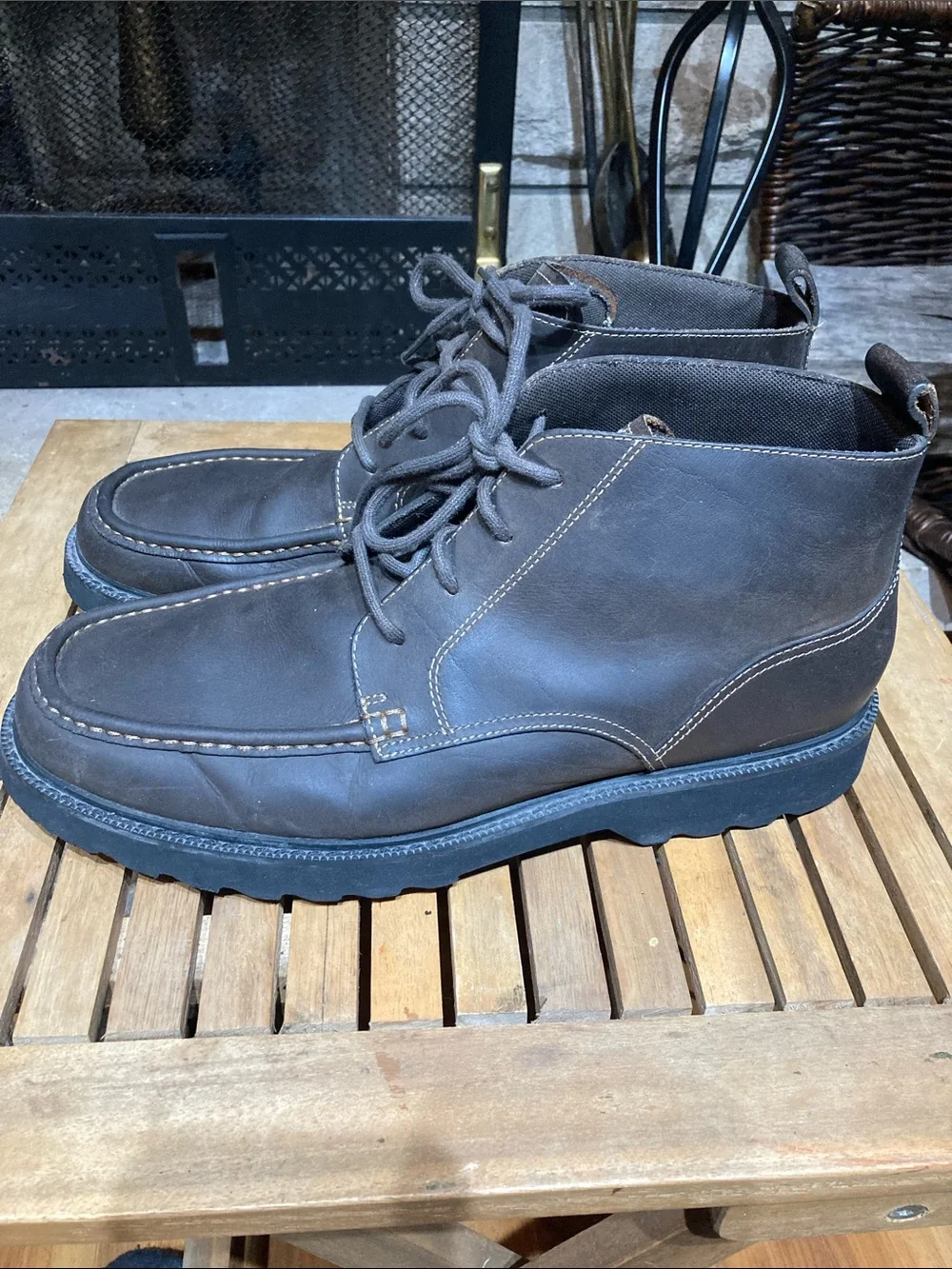 Rockport Men's Sz 12 Brown Leather Chukka Boots Comfort Lace Ankle Square Toe